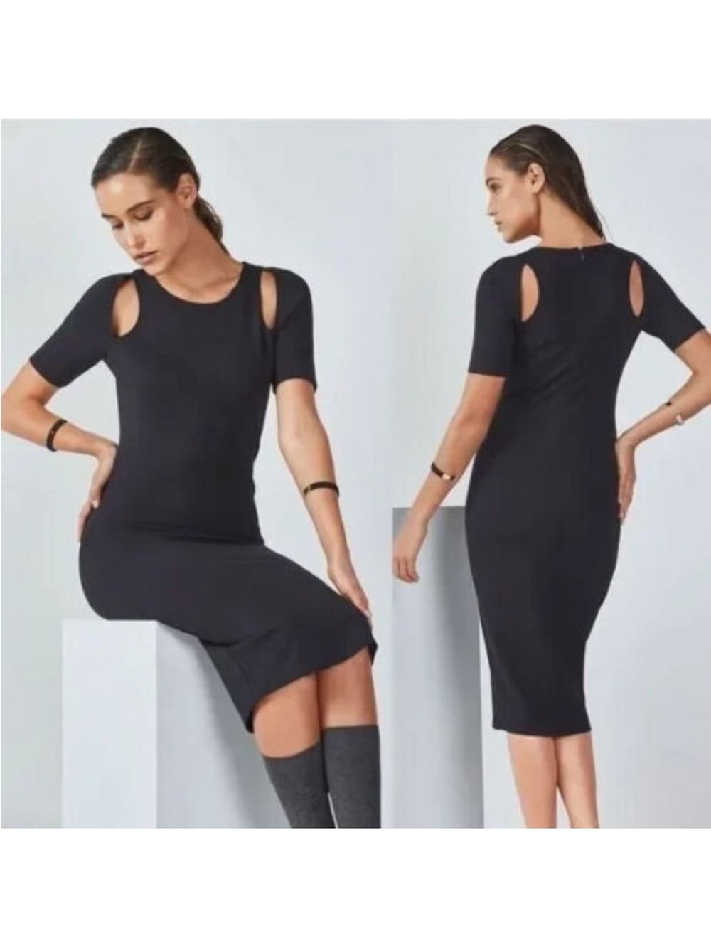 Fabletics EVA MIDI DRESS XXS 0-2 Black